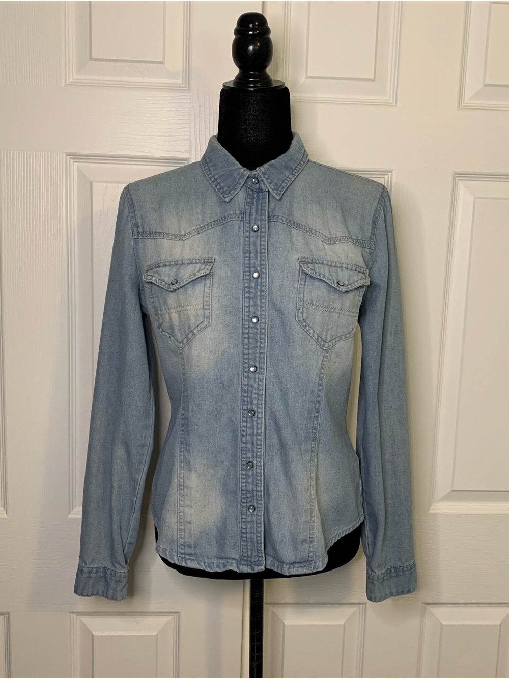 Light Wash Denim Button-Up Shirt